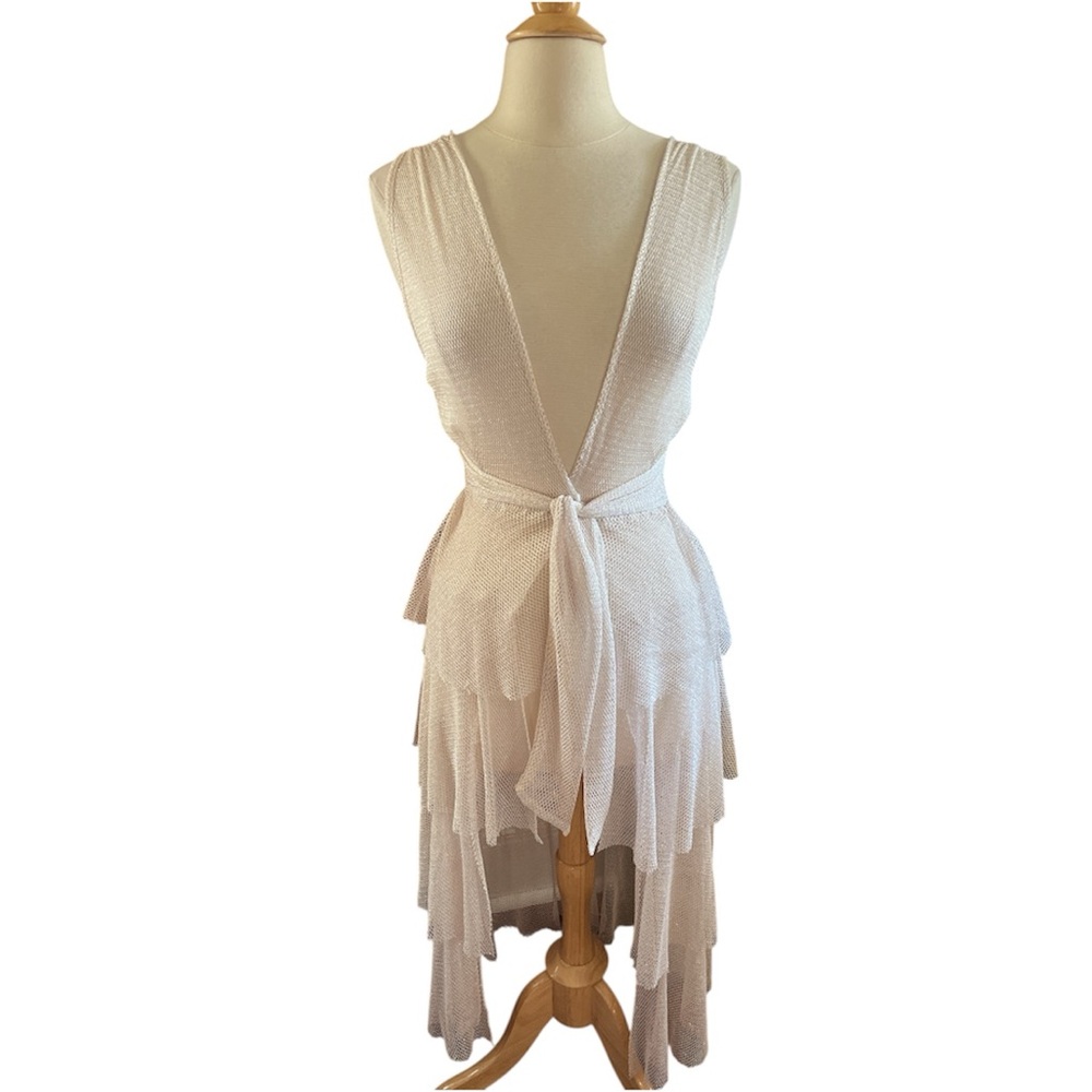 Acqua de Luxe Buzies Light Rose Shimmer Multi way swim coverup Dress Skirt Small - Picture 3 of 11